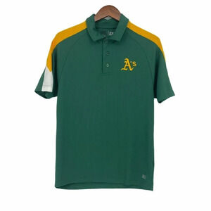 Oakland Athletics Polo Shirt Unisex Sz S A's MLB Logo Short Sleeve Green Yellow
